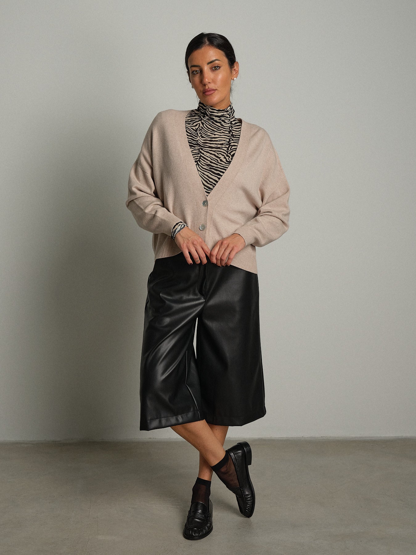 Cardigan doppio filo - Beige