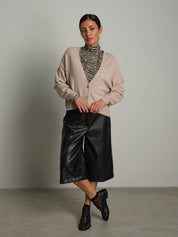 Cardigan doppio filo - Beige