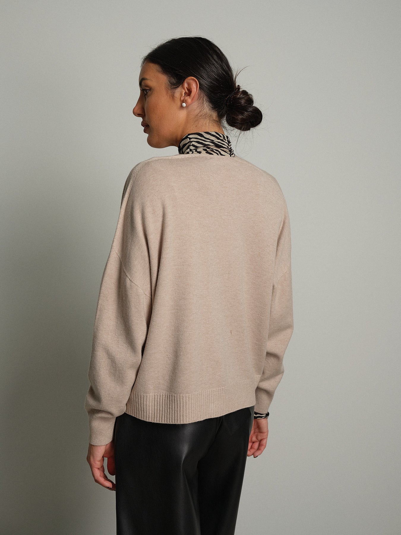 Cardigan doppio filo - Beige