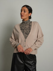 Cardigan doppio filo - Beige