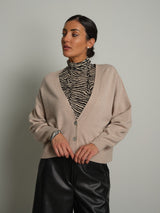 Cardigan doppio filo - Beige