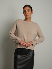 Maglia regular impunture - Beige
