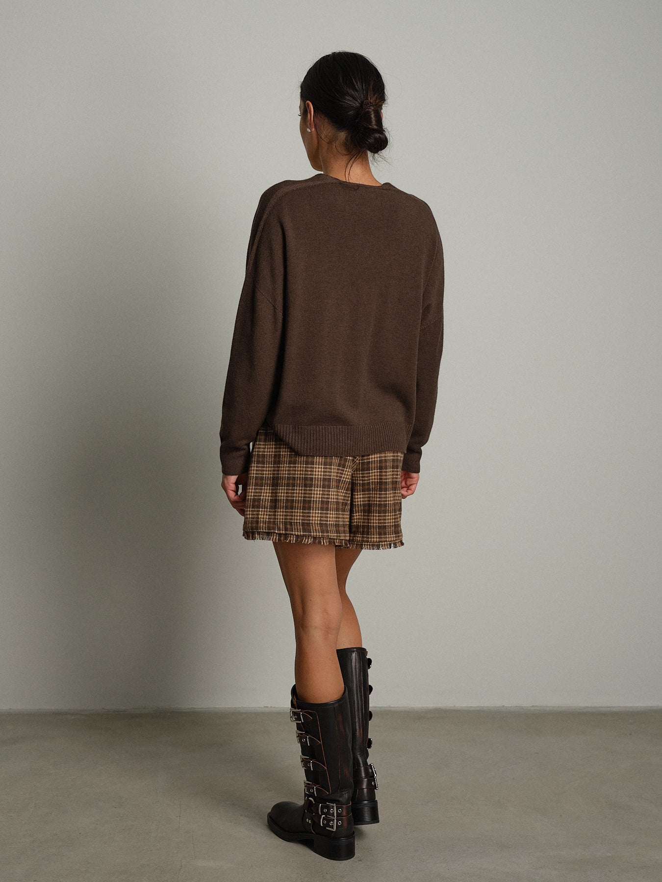 Cardigan doppio filo - moro