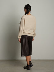 Maglia girocollo basic misto lana - Beige