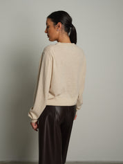 Maglia girocollo basic misto lana - Beige