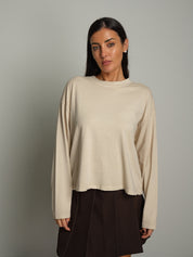 Maglia scatola manica lunga - Sabbia