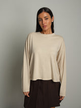 Maglia scatola manica lunga - Sabbia