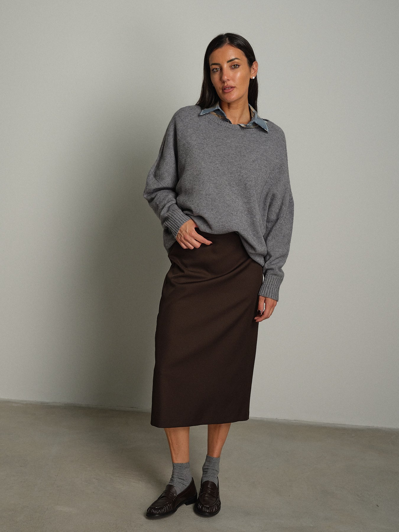 Pull bordi costina - Grigio