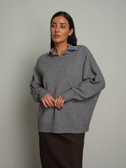 Pull bordi costina - Grigio