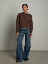 Maglia girocollo basic misto lana - moro