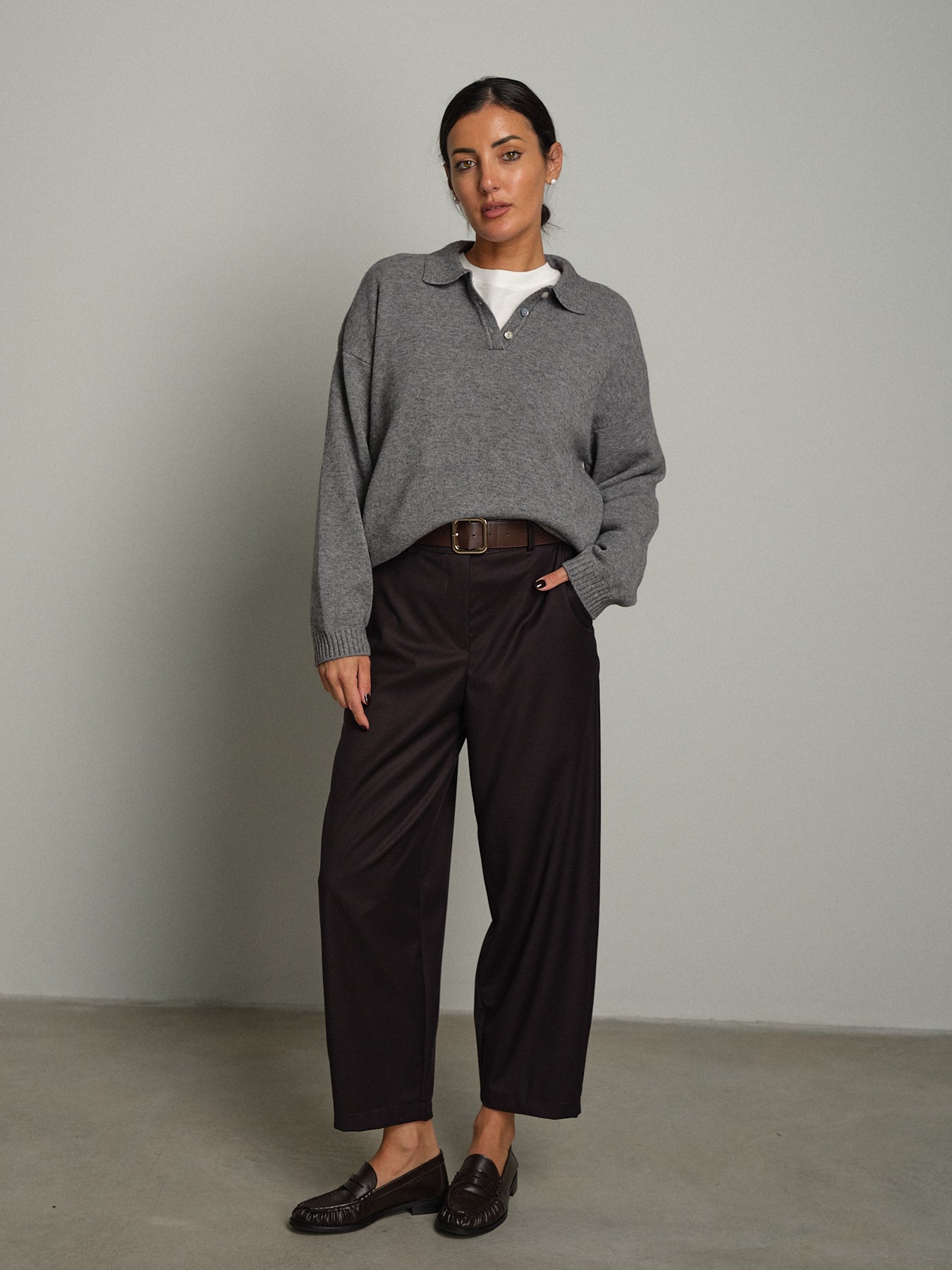 Polo bottoni orli costina - Grigio