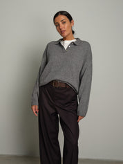 Polo bottoni orli costina - Grigio