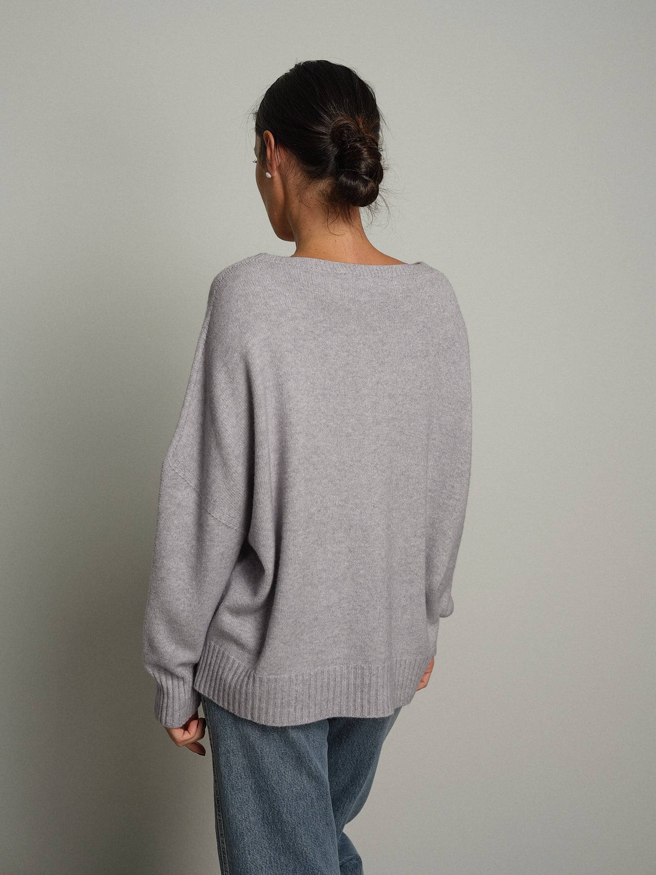 Pull bordi costina - Grigio perla
