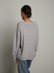 Pull bordi costina - Grigio perla