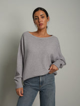 Pull bordi costina - Grigio perla