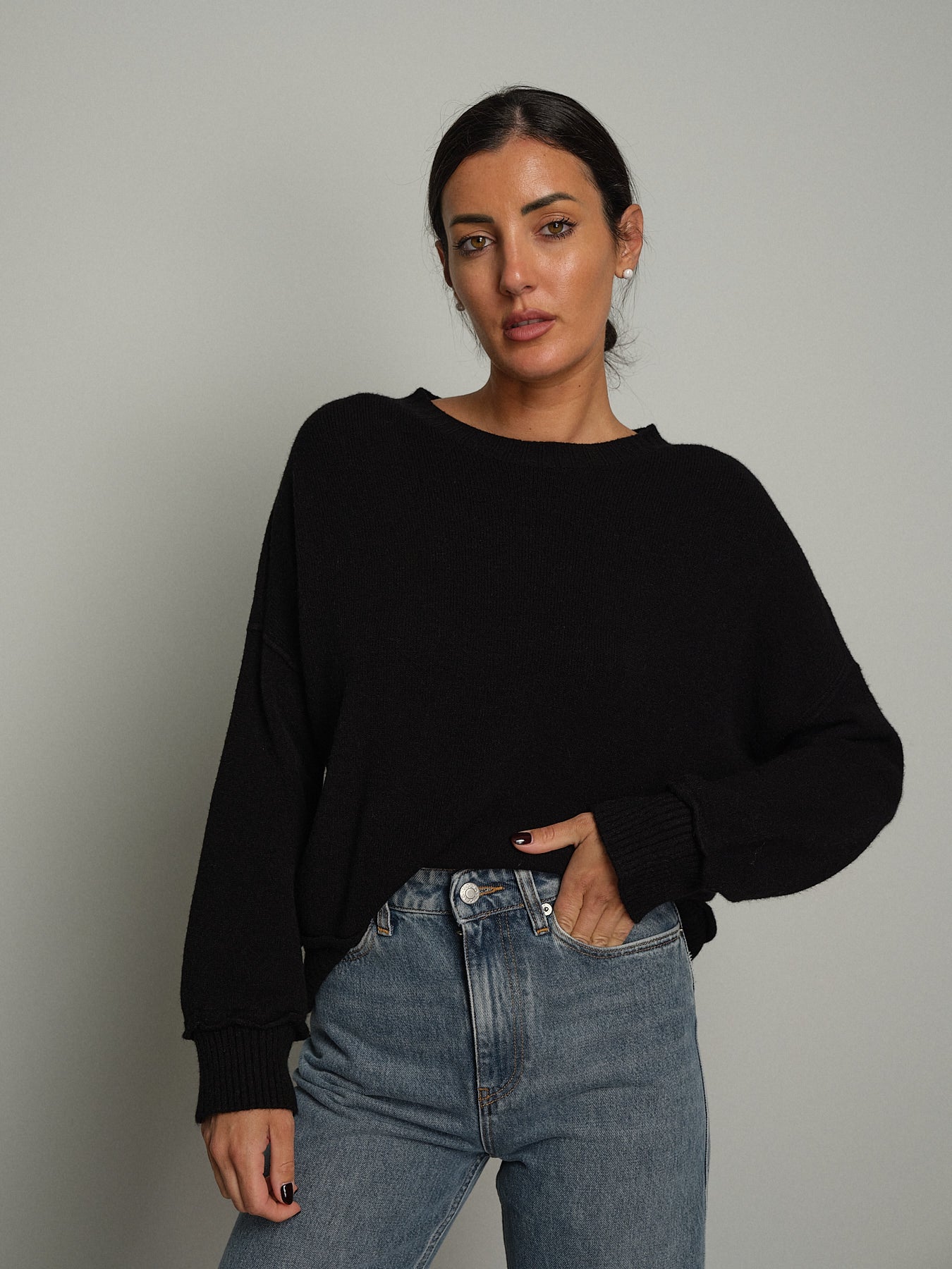 Maglia regular impunture - Nero