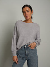 Maglia regular impunture - Grigio perla