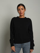 Maglia girocollo basic misto lana - Nero