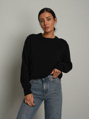 Maglia girocollo basic misto lana - Nero