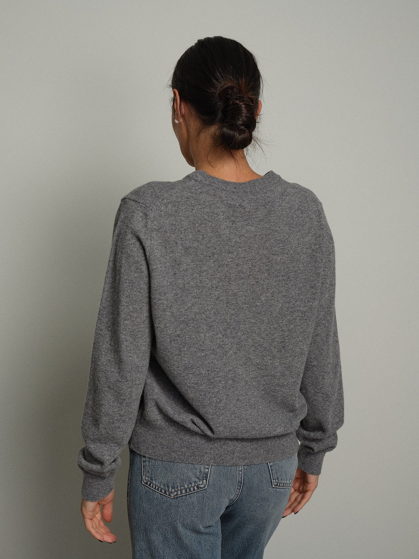 Maglia girocollo basic misto lana - Grigio