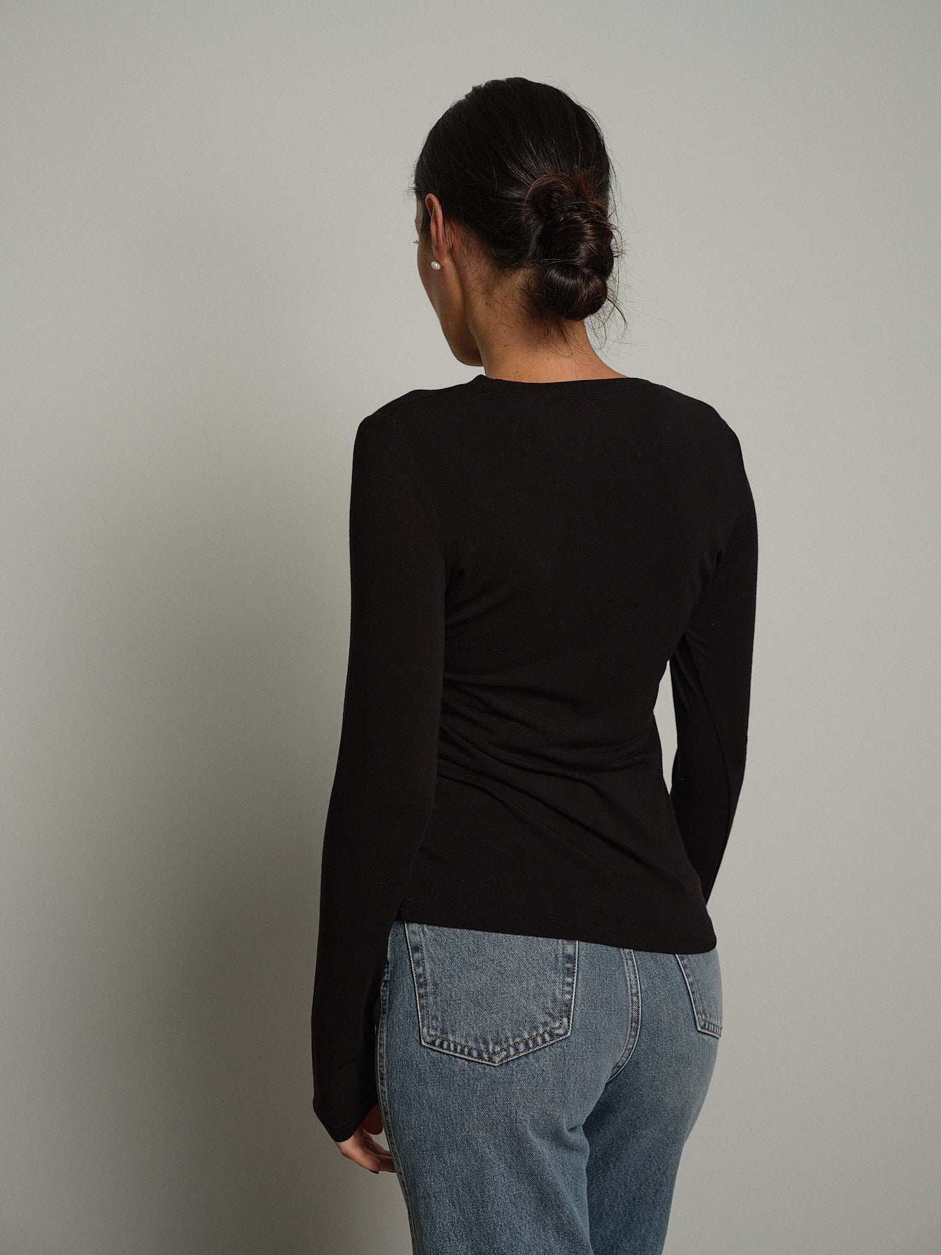 Maglia girocollo misto lana - Nero