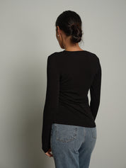Maglia girocollo misto lana - Nero