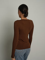 Maglia girocollo misto lana - moro