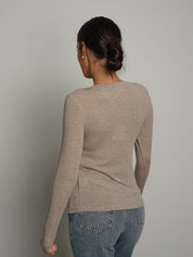 Maglia girocollo misto lana - Beige