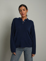 Polo bottoni orli costina - Blu