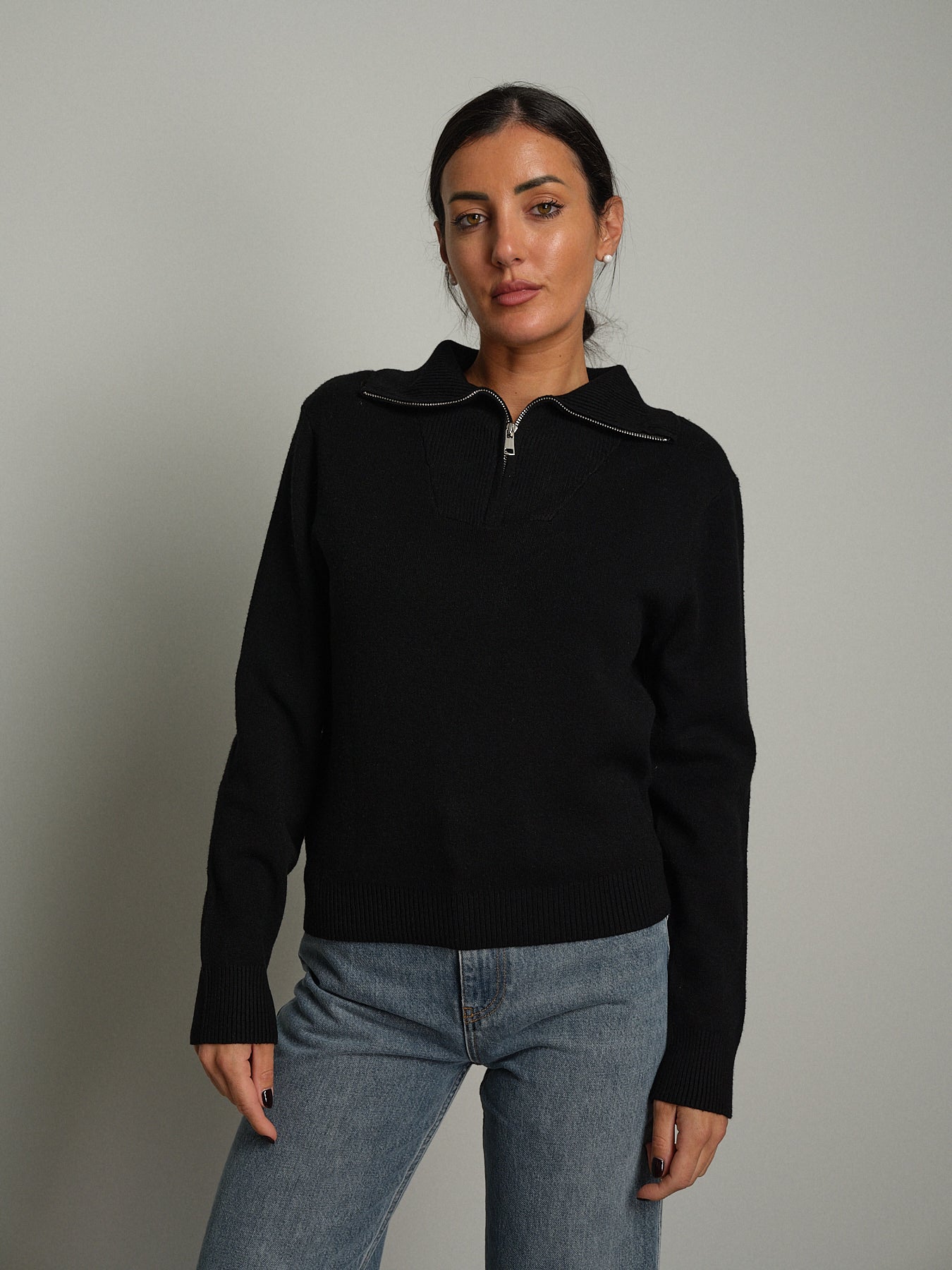 Polo zip costina - Nero