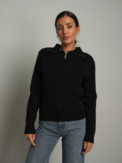 Polo zip costina - Nero