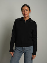 Polo zip costina - Nero