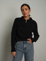 Polo zip costina - Nero