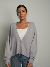 Cardigan doppio filo - Grigio perla