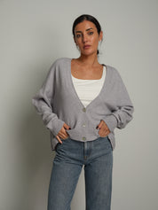 Cardigan doppio filo - Grigio perla