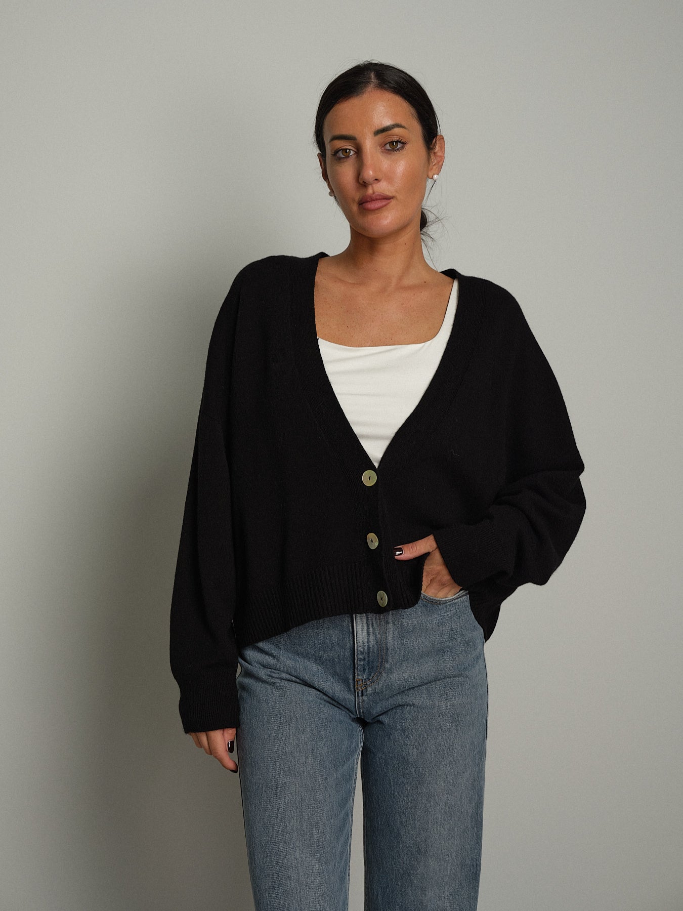 Cardigan doppio filo - Nero