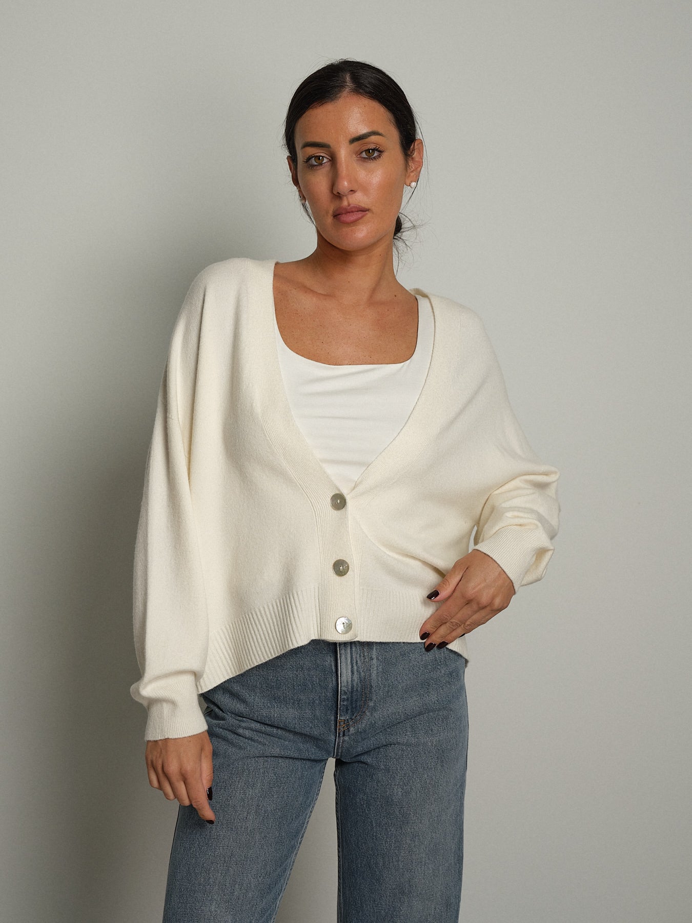 Cardigan doppio filo - Burro