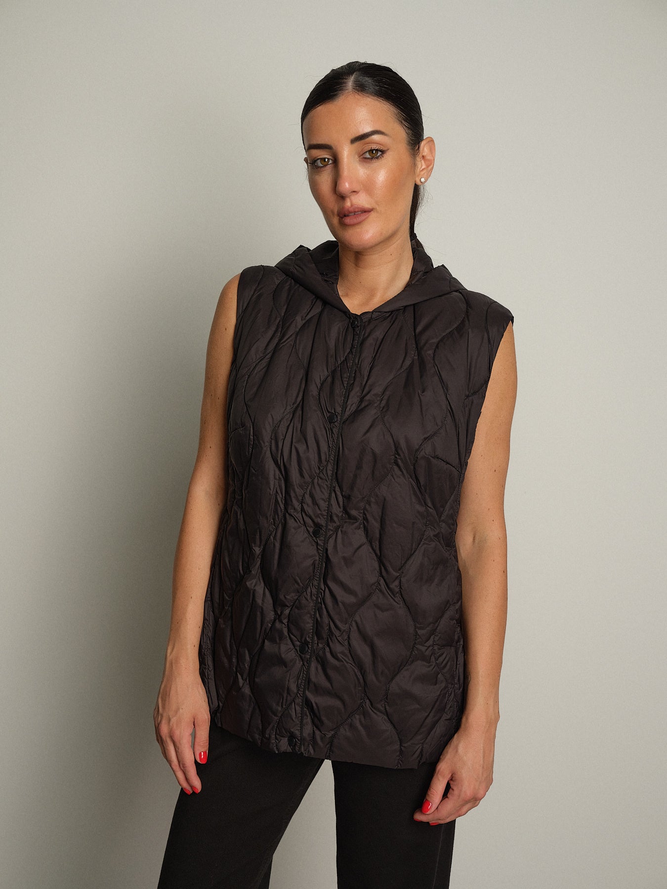 Gilet piumino cappuccio - Nero