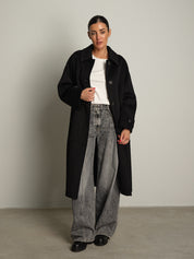 cappotto lungo monopetto tasconato - Nero