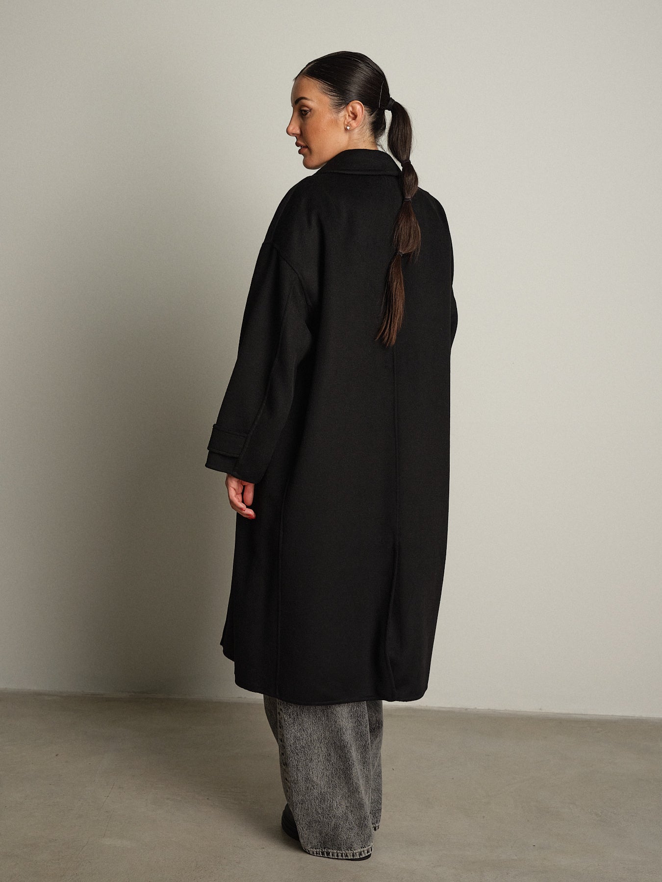 cappotto lungo monopetto tasconato - Nero
