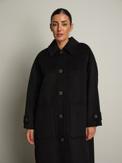 cappotto lungo monopetto tasconato - Nero