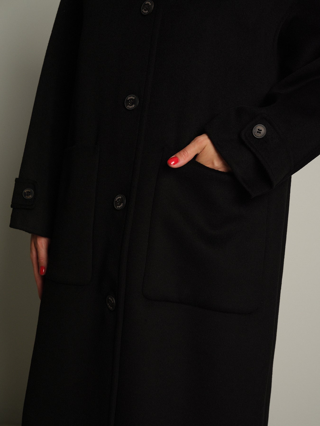 cappotto lungo monopetto tasconato - Nero