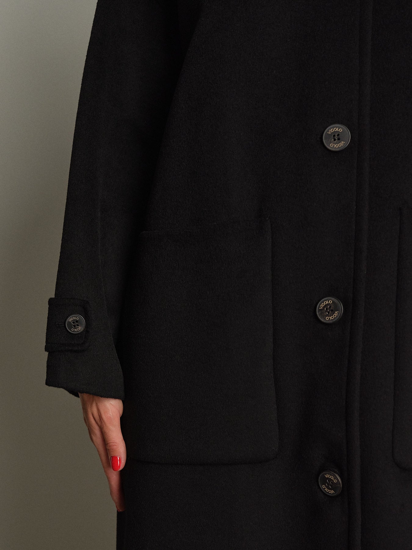 cappotto lungo monopetto tasconato - Nero