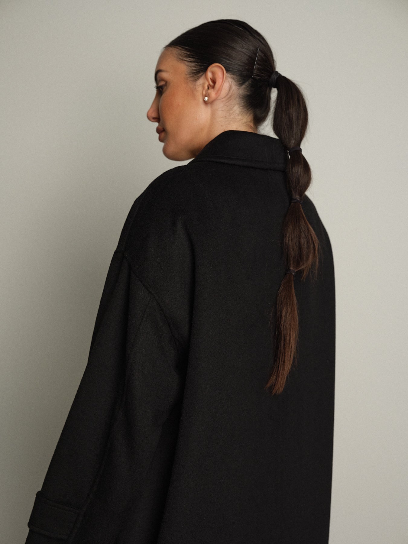 cappotto lungo monopetto tasconato - Nero