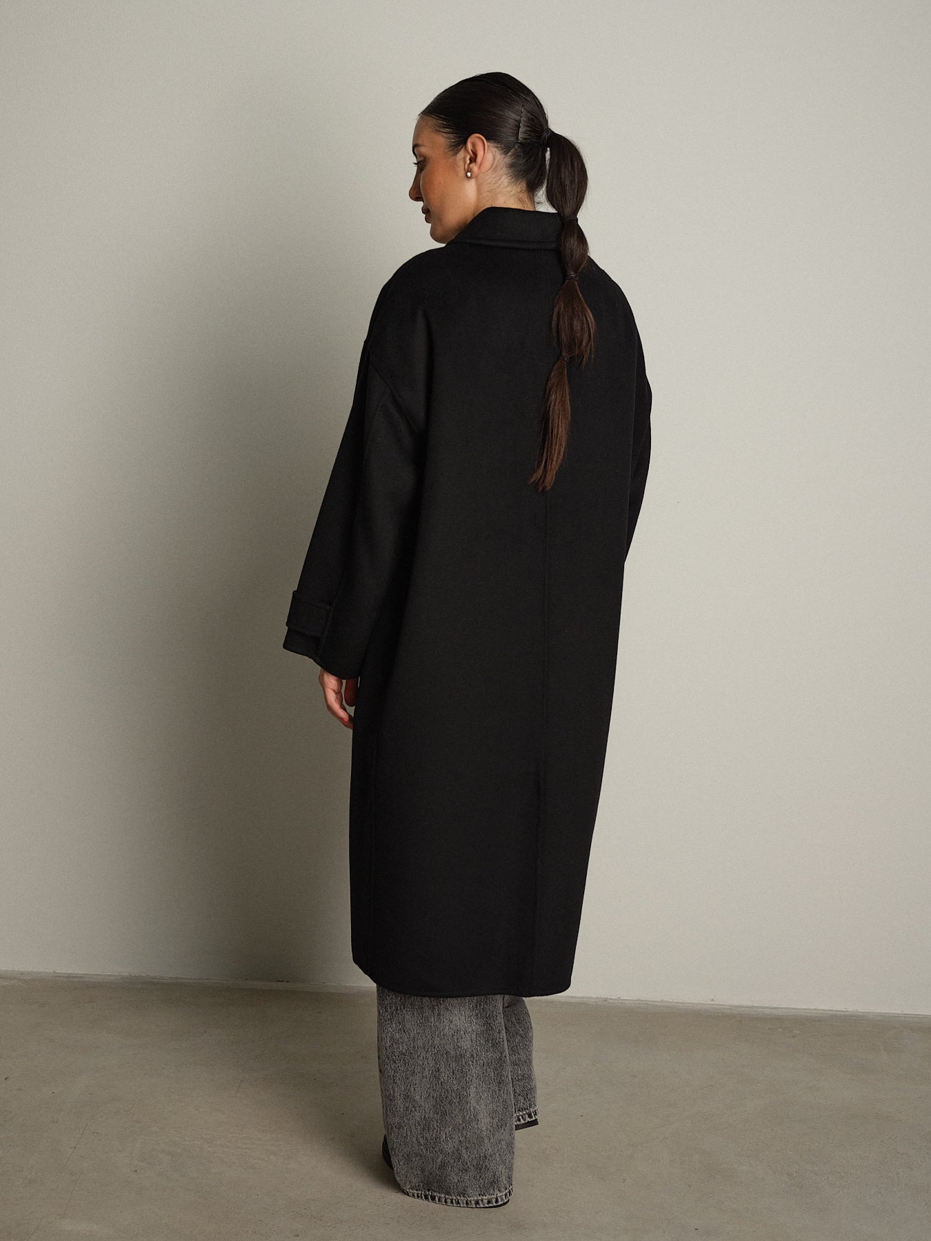 cappotto lungo monopetto tasconato - Nero