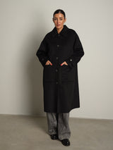 cappotto lungo monopetto tasconato - Nero