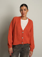 cardigan bottoni gioiello - Arancio