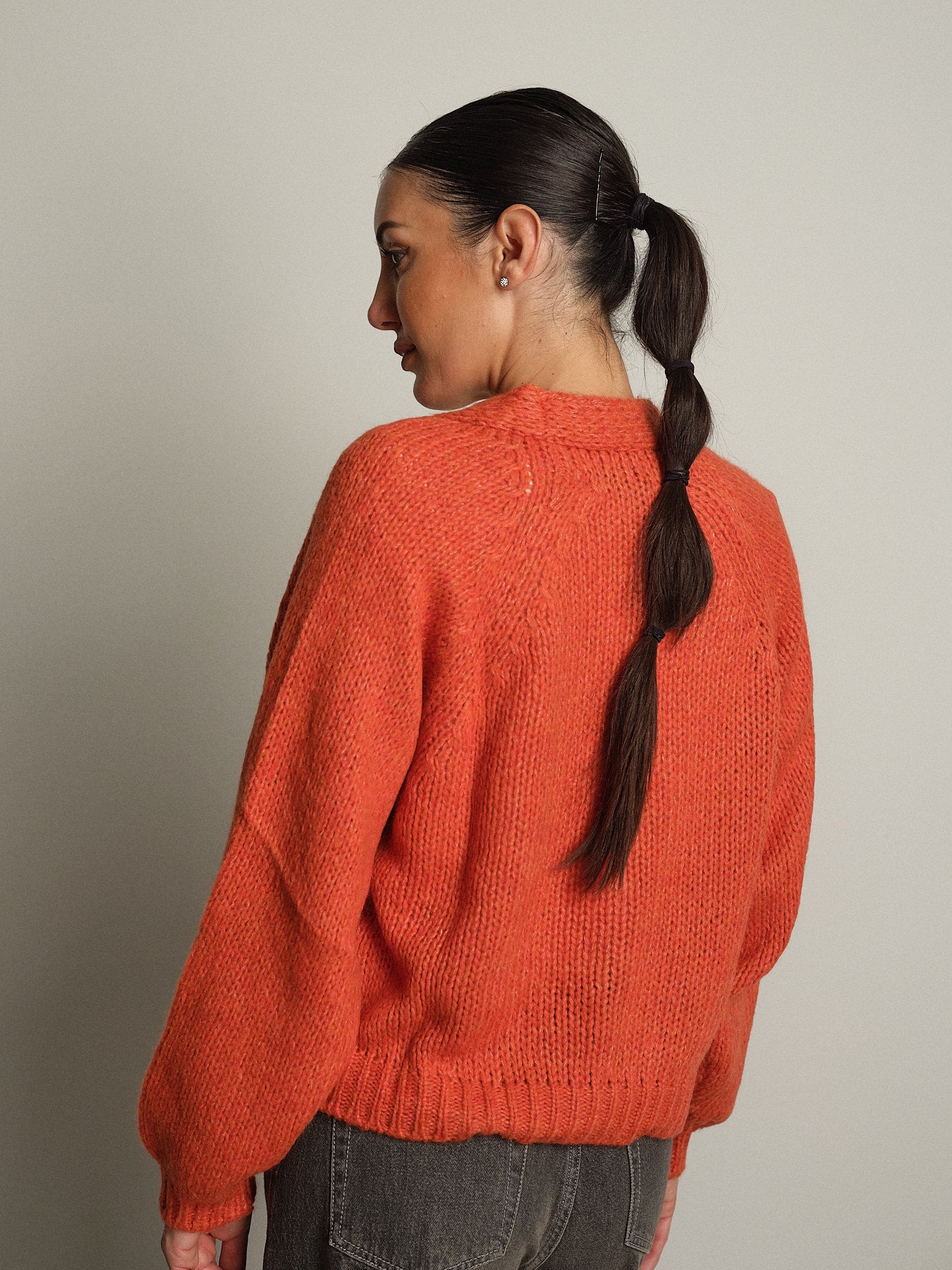 cardigan bottoni gioiello - Arancio