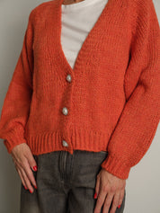 cardigan bottoni gioiello - Arancio