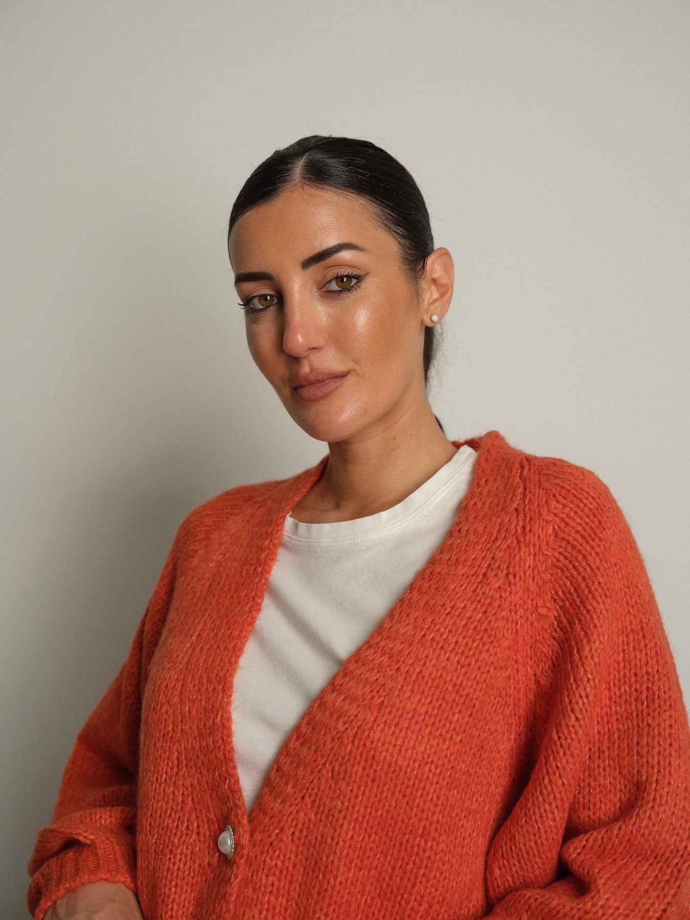 cardigan bottoni gioiello - Arancio